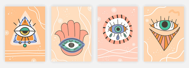Wall Mural - set of cute modern abstract covers on pastel background. concept of minimalistic covers design. colo