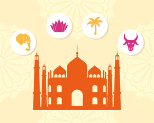 Sticker - taj mahal icon set