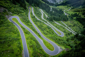 The bending road of Silvretta High Alpine Road in Austria Montafon - travel photography