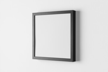 Black wall frame mockup, square size.