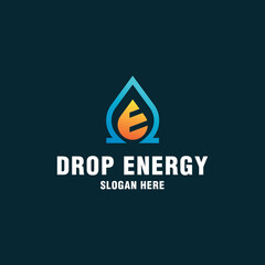 Letter E with drop energy logo template on modern style