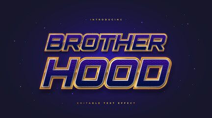 Wall Mural - editable text effect in blue and gold style with textured effect. editable text style effect