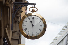 Closeup Of Vintage Clock In The Street