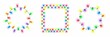 © Art du trio - Glowing Christmas Lights Wreath Set of hand drawn illustration of multicolored christmas garland lights or bulbs. A set of frames made of Christmas garlands in the shape of a circle.