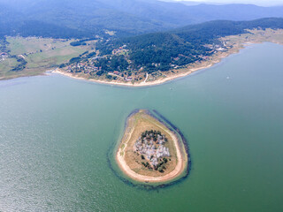 Aerial view of Batak Reservoir, Bulgaria