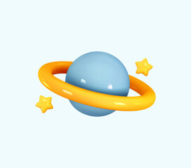 Wall Mural - icon planet saturn with ring around. realistic 3d symbol design. vector illustration