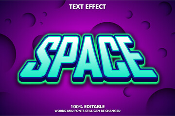 Poster - Neon light space texr effect. Creative video game text effect.  Digital light font effect