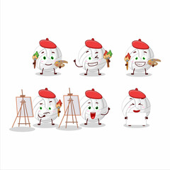 Sticker - Artistic Artist of white volleyball cartoon character painting with a brush