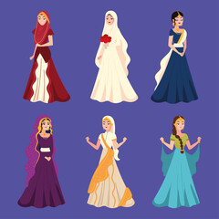 Wall Mural - set of beautiful arabic brides