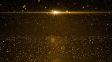 Aufkleber - Abstract Gold Particle Flickering Loop 4K Motion in Horizontal Flare Infinity Universe Background