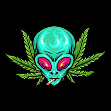 Illustration Alien Smoking Marijuana Vector 