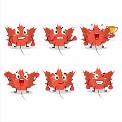 Wall Mural - A sporty autumn blaze maple boxing athlete cartoon mascot design