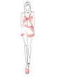 Young beautiful woman in summer clothes. Sale concept. Hand-drawn fashion illustration