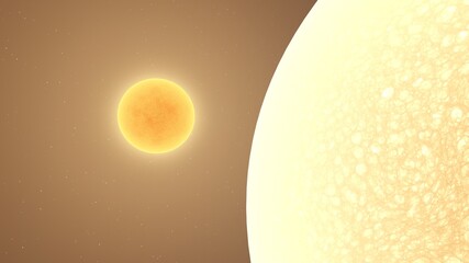Wall Mural - star close view, stars in the galaxy, suns 3d render