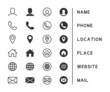Vector set of business card icons. Contains icons name, phone, location, place, website, mail.