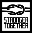 stronger together black sign with rope knot and words Stronger together.