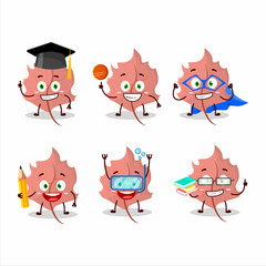 Sticker - School student of pink maple cartoon character with various expressions