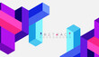 © antishock - Abstract background. 3d cubes, cubic elements and blocks. Techno or business concept for wallpaper, banner, background, landing page