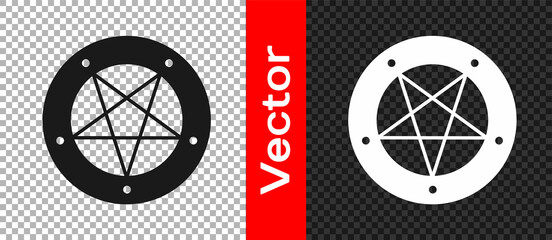 Wall Mural - Black Pentagram in a circle icon isolated on transparent background. Magic occult star symbol. Vector