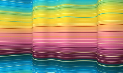 Wall Mural - Geometry abstract background with stripes on waved surface