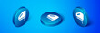 © Kostiantyn - Isometric Electric jigsaw with steel sharp blade icon isolated on blue background. Power tool for woodwork. Blue circle button. Vector