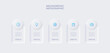 © abert84 - Neumorphic infographic design template. Five banners in horizontal row with circles. Concept of 5 steps of business development process