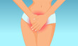 © pathdoc - Vector of a young woman with hands holding her crotch lower abdomen