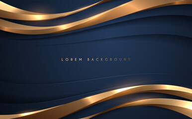 Wall Mural - Abstract blue and gold waved shapes background