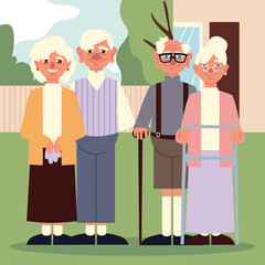 Sticker - grandparents couples cartoon