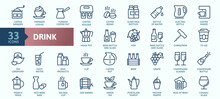 Drink - Thin Line Web Icon Set. Outline Icons Collection. Simple Vector Illustration.