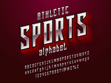 Sports Style Alphabet Design With Uppercase, Lowercase, Numbers And Symbols