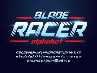 Wall Mural - speed racing style alphabet design with uppercase, lowercase, numbers and symbol