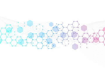 Wall Mural - Hexagonal abstract background. Big Data Visualization. Global network connection. Medical, technology, science background. Vector illustration.