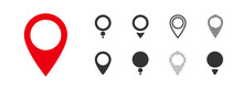 Set Of Location Gps Pins Of Different Shapes. Illustration
