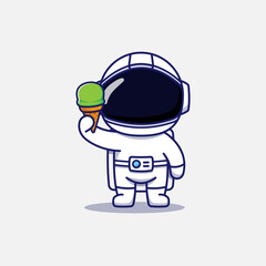 Wall Mural - Cute astronaut carrying an ice cream