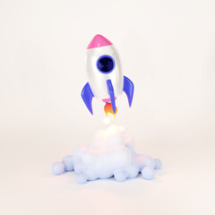 Wall Mural - space rocket launch. 3d render