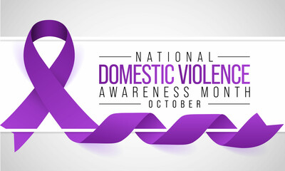 Wall Mural - Domestic Violence awareness month (DVAM) is observed every year in October, to acknowledge domestic violence survivors and be a voice for its victims. Vector illustration