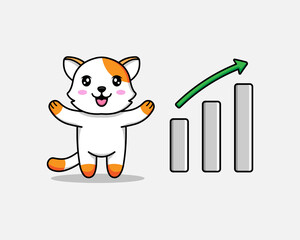 Poster - Cute cat with graph up sign