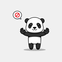 Cute Panda With Forbid Hand Pose