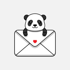 Poster - Cute panda hugging big envelope