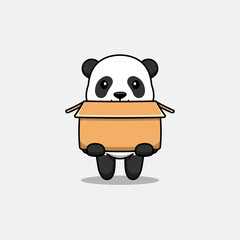 Wall Mural - Cute panda carrying a cardboard