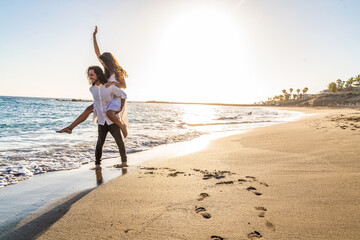 Romantic young couple enjoying summer holidays.