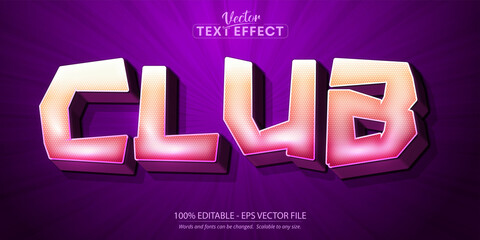 Wall Mural - club text, cartoon style editable text effect