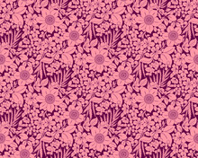 2d Seamless Texture With Colorful Flowers On It