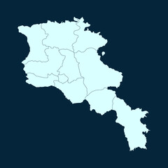 High Detailed Modern Blue Map of Armenia on Dark isolated background, Vector Illustration EPS 10