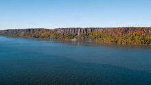 Aerial Hudson River With Palisades Cliffs