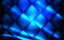 Abstract Glowing Light Dynamic With Geometric Square Grid Blue Pattern Background. Futuristic Technology Digital Hi-tech Concept. Vector Illustration