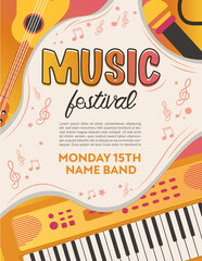 elegant playful pop rock music party festival poster in creative style with modern shapes Template design Music festival