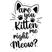 Are You Kitten Me Right Meow Funny Cats Lovers Wo Plus Size Art Vector Design Illustration Print Poster Wall Art Canvas