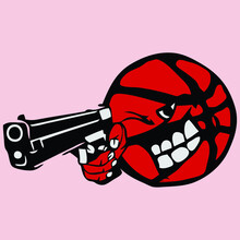 Basketball Hand Gun Shines Ball Lightweight Terry Vector Design Illustration Print Poster Wall Art Canvas